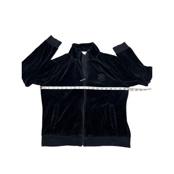 Lauren Ralph Lauren Active Black Velour Jacket Y2k Full Zip Crest Logo Women M - Picture 8 of 10
